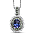 AAA Tanzanite, Tsavorite Garnet and Diamond 1.70 ctw Celestial Glow Pendant Necklace in Rhodium Over Sterling Silver 20 Inches - Sticky add to cart bar