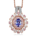 AAA Tanzanite and Multi Gemstone 3.70 ctw Cosmic Beauty Pendant Necklace in 18K Vermeil Rose Gold Over Sterling Silver 20 Inches - Sticky add to cart bar