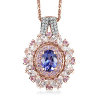 AAA Tanzanite and Multi Gemstone 3.70 ctw Cosmic Beauty Pendant Necklace in 18K Vermeil Rose Gold Over Sterling Silver 20 Inches