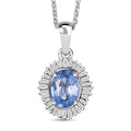 Luxoro Premium Ceylon Blue Sapphire and Diamond G-H I2 1.10 ctw Crownwave Pendant Necklace in 10K White Gold 18 Inches - Sticky add to cart bar
