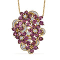 Orissa Rhodolite Garnet and White Zircon 9.40 ctw Bunch of Flower Pendant Necklace in 18K Vermeil Yellow Gold Over Sterling Silver 20 Inches - Sticky add to cart bar