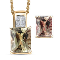 Luxoro AAA Turkizite and White Diamond G-H I2 3.00 ctw Art Deco Pendant Necklace in 10K Yellow Gold 20 Inches