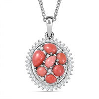 Karis Oregon Peach Opal and Lagoon Apatite 2.00 ctw Pendant in Platinum Bond with Stainless Steel Necklace 20 Inches