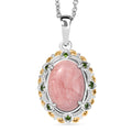 Karis Oregon Peach Opal and Chrome Diopside 4.20 ctw Floral Pendant in 18K YG Plated and Platinum Bond with Stainless Steel Necklace (20 Inches) - Sticky add to cart bar