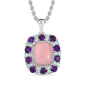 Karis Oregon Peach Opal and Multi Gemstone 3.50 ctw Floral Pendant in Platinum Bond with Stainless Steel Necklace 20 Inches - Sticky add to cart bar