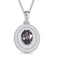 Luxoro Royal Lavender Spinel, I2 Diamond 2.25 ctw Classic Double Halo Pendant Necklace 20 Inches in 10K White Gold - Sticky add to cart bar