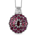 Orissa Rhodolite Garnet 17.10 ctw Dahlia Flower Pendant Necklace in Rhodium Over Sterling Silver 20 Inches - Sticky add to cart bar