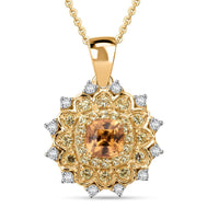 D'Joy Premium Tanzania Yellow Zircon, Multi Gemstone 1.85 ctw Golden Garden Pendant Necklace 20 Inches in 18K Vermeil Yellow Gold Over Sterling Silver