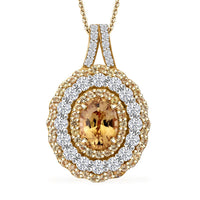 Premium Tanzania Yellow Zircon and Multi Gemstone 4.30 ctw Golden Aura Halo Pendant Necklace 20 Inches in 18K Vermeil Yellow Gold Over Sterling Silver