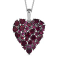 Orissa Rhodolite Garnet 10.50 ctw Heart Pendant Necklace in Rhodium Over Sterling Silver 20 Inches - Sticky add to cart bar