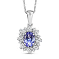 D'Joy Tanzanite and White Zircon 1.40 ctw Starburst Pendant Necklace in Rhodium Over Sterling Silver 20 Inches - Sticky add to cart bar