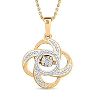 Karis White Diamond Accent Pendant in 18K YG Plated and Platinum Bond with ION Plated YG Stainless Steel Necklace 20 Inches