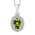 Natural Calabar Green Tourmaline and Diamond Pendant Necklace (20 Inches) in Rhodium Over Sterling Silver 1.19 ctw - Sticky add to cart bar