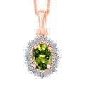 Natural Calabar Green Tourmaline and Diamond Pendant Necklace (20 Inches) in Rhodium Over Sterling Silver 1.19 ctw - Sticky add to cart bar