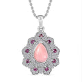 Karis Oregon Peach Opal and Multi Gemstone 2.65 ctw Floral Pendant Platinum Bond with Stainless Steel Necklace 20 Inches - Sticky add to cart bar