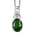 Chrome Diopside and Moissanite 2.80 ctw Deco Pendant Necklace in Rhodium Over Sterling Silver 20 Inches - Sticky add to cart bar