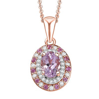 D'Joy Premium Martha Rocha Kunzite and Multi Gemstone 1.40 ctw Twilight Rosebud Pendant Necklace in 18K Vermeil Rose Gold Over Sterling Silver 20 Inches