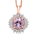 D'Joy Premium Martha Rocha Kunzite and Diamond 1.80 ctw Twilight Bloom Pendant Necklace in 18K Vermeil Rose Gold Over Sterling Silver 20 Inches - Sticky add to cart bar