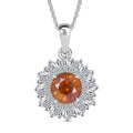 D'Joy Premium Picos Altos Sphalerite and Moissanite 2.75 ctw Solar Crown Pendant Necklace in Rhodium Over Sterling Silver 20 Inches - Sticky add to cart bar