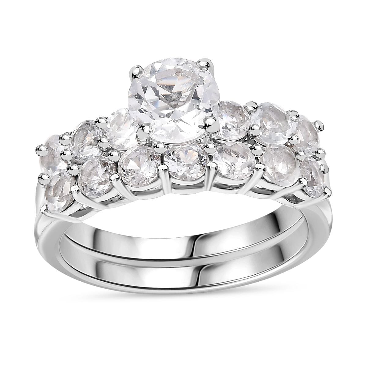 Set of 2 - Golconda Topaz Stackable Ring (Size 5.0) in Platinum Over Sterling Silver 2.75 ctw