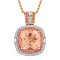 Luxoro AAA Marropino Morganite, Padparadscha Sapphire and White Diamond I2 7.70 ctw Pendant Necklace in 14K Yellow Gold 20 Inches - Sticky add to cart bar