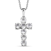 Golconda Topaz 4.50 ctw Cross Pendant in Platinum Over Sterling Silver with Stainless Steel Necklace 20 Inches