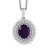 Karis African Amethyst and Multi Gemstone 5.40 ctw Sunflower Pendant in Platinum Bond with Stainless Steel Necklace 20 Inches