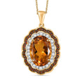 D'Joy Premium Santa Ana Madeira Citrine, Champagne and White Zircon 6.60 ctw Floral Pendant Necklace in 18K Vermeil Yellow Gold Over Sterling Silver 20 Inches - Sticky add to cart bar