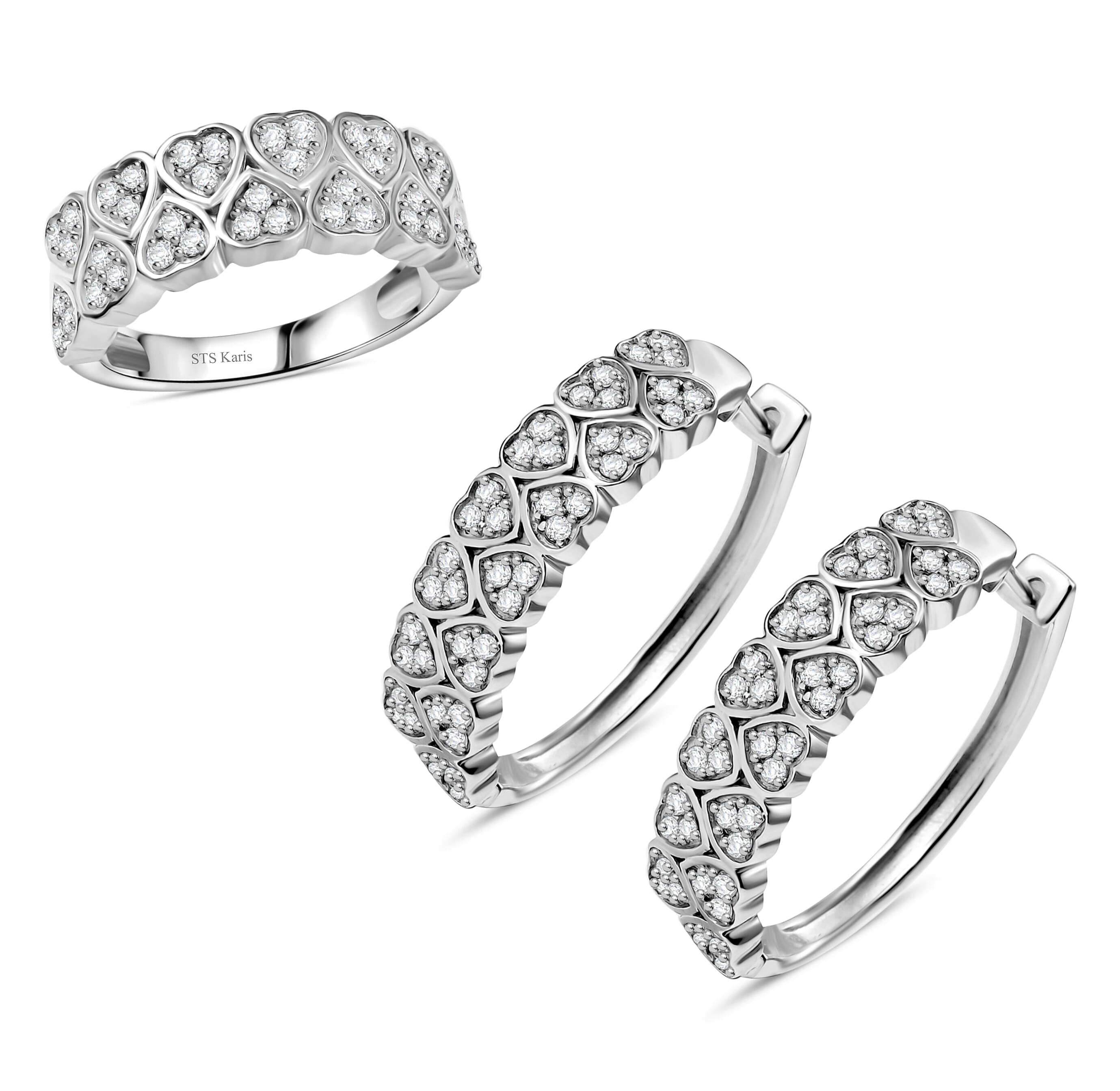 Set of 2 - Karis Golconda Topaz 2.15 ctw Eternal Love Ring (Size 5.0) and Hoop Earrings in Platinum Bond