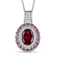Orissa Rhodolite Garnet and Multi Gemstone 2.15 ctw Timeless Elegance Pendant Necklace in Rhodium Over Sterling Silver 20 Inches