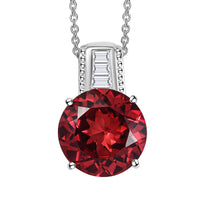 Karis Lab Created Padparadscha and White Sapphire 6.60 ctw Art Deco Pendant in Platinum Bond with Stainless Steel Necklace 20 Inches