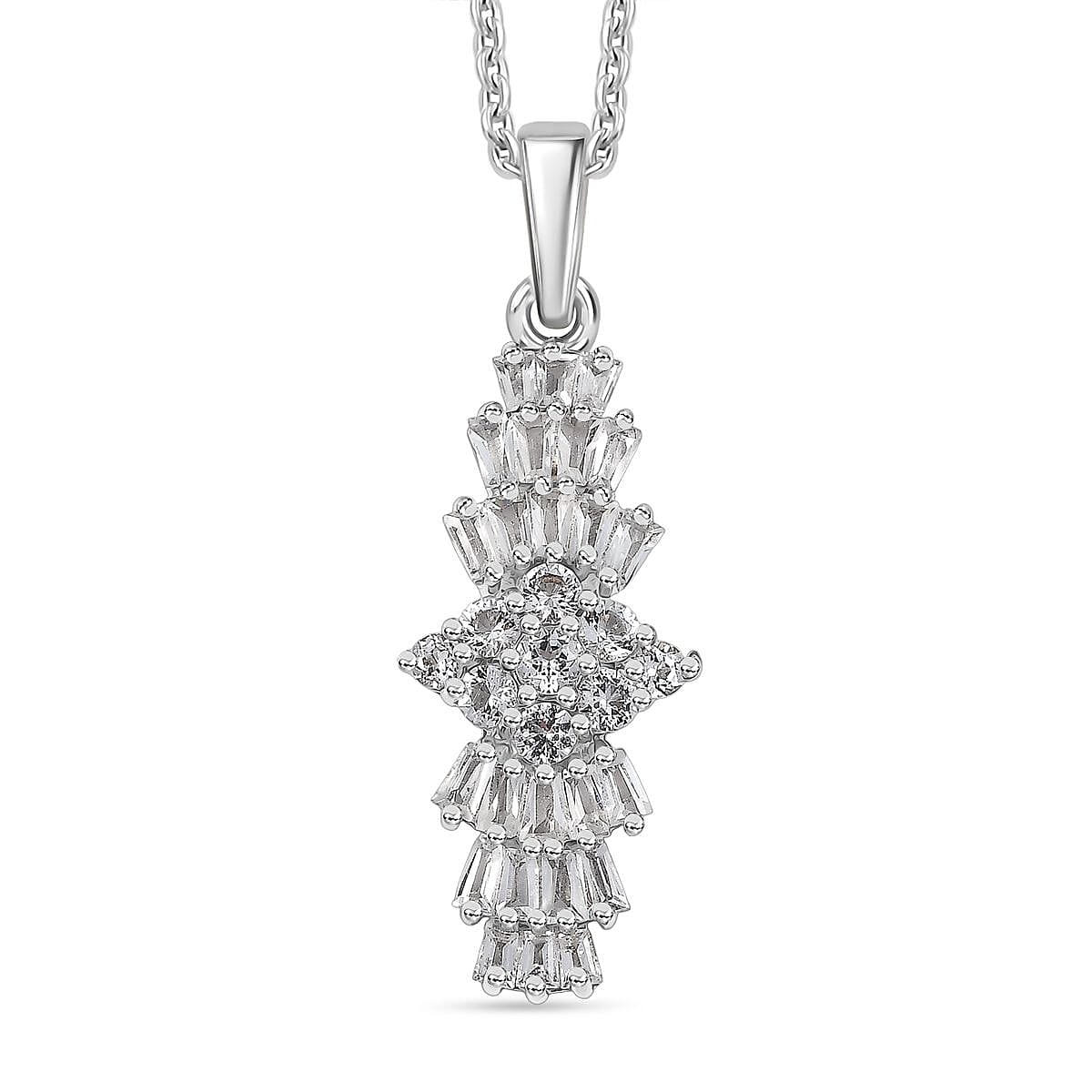 Karis Golconda Topaz 1.30 ctw Ballerina Pendant in Platinum Bond with Stainless Steel Necklace 20 Inches