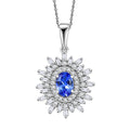 AAA Tanzanite and White Zircon 1.65 ctw Starburst Pendant Necklace in Rhodium Over Sterling Silver 20 Inches - Sticky add to cart bar