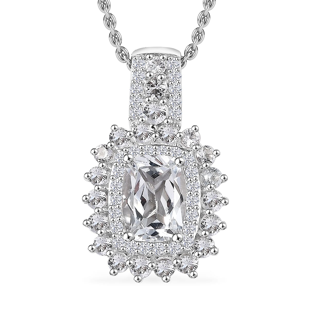 Golconda Topaz 3.10 ctw Royal European Heirlooms Pendant without Chain in Platinum Over Sterling Silver with Stainless Steel Necklace 20 Inches