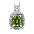 Hebei Peridot and Multi Gemstone 3.50 ctw Water Ripples Pendant Necklace in Rhodium Over Sterling Silver 20 Inches - Sticky add to cart bar