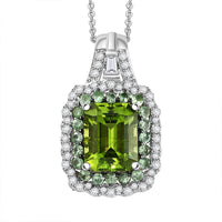 Hebei Peridot and Multi Gemstone 3.50 ctw Water Ripples Pendant Necklace in Rhodium Over Sterling Silver 20 Inches