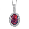 Premium Australian Black Ridge Opal Triplet and G-H SI Luxuriant Lab Grown Diamond 4.22 ctw Halo Pendant Necklace in 10K White Gold 20 Inches - Sticky add to cart bar