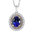 Certified & Appraised Rhapsody AAAA Tanzanite, Padparadscha Sapphire and E-F VS Diamond 3.00 ctw Pendant Necklace in 950 Platinum 20 Inches - Sticky add to cart bar