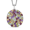 Multi Gemstone 11.35 ctw Pendant in Platinum Bond with Stainless Steel Necklace 20 Inches - Sticky add to cart bar