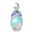 D'Joy Ethiopian Welo Opal and Multi Gemstone 1.10 ctw Pendant Necklace in Rhodium Over Sterling Silver 20 Inches - Sticky add to cart bar