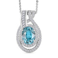 D'Joy Cambodian Blue Zircon and Moissanite 4.20 ctw Orbit Pendant Necklace 20 Inches in Rhodium Over Sterling Silver - Sticky add to cart bar