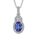 AAA Tanzanite, Luxuriant Lab Grown Diamond (G-H, I1) (0.29 cts) Pendant Necklace (20 Inches) in Rhodium Over Sterling Silver 1.40 ctw - Sticky add to cart bar