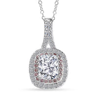IGI Certified Luxuriant Lab Grown White and Pink Diamond VS 3.00 ctw Double Halo Pendant Necklace in 950 Platinum 20 Inches 6 Grams