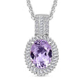 Premium Martha Rocha Kunzite and Diamond Halo Pendant Necklace in Rhodium Over Sterling Silver 20 Inches 1.73 ctw - Sticky add to cart bar