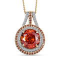 Premium Picos Altos Sphalerite, AAA Padparadscha Sapphire, Luxuriant Lab Grown Diamond 13.10 ctw Inferno Royale Pendant Necklace 20 Inches in 10K Yellow Gold 5.80 Grams - Sticky add to cart bar