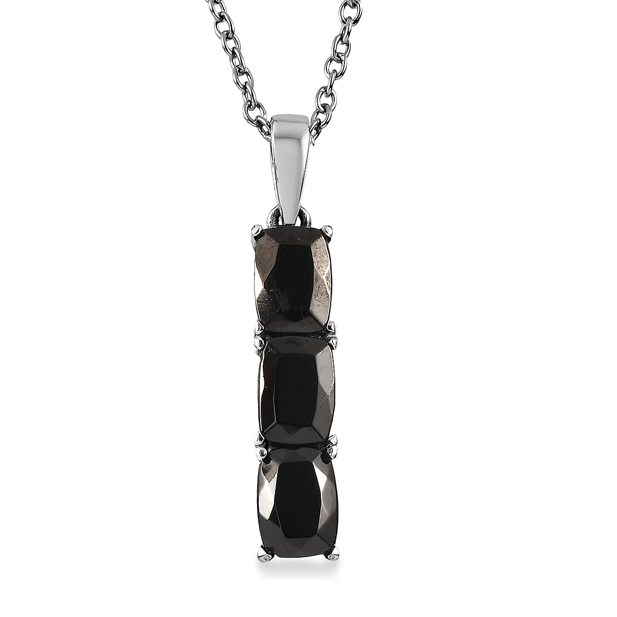 Shungite 1.70 ctw Pendant Necklace in Stainless Steel 20 Inches