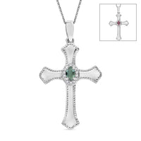 Narsipatnam Alexandrite Cross Pendant Necklace in Rhodium Over Sterling Silver 20 Inches 0.46 ctw