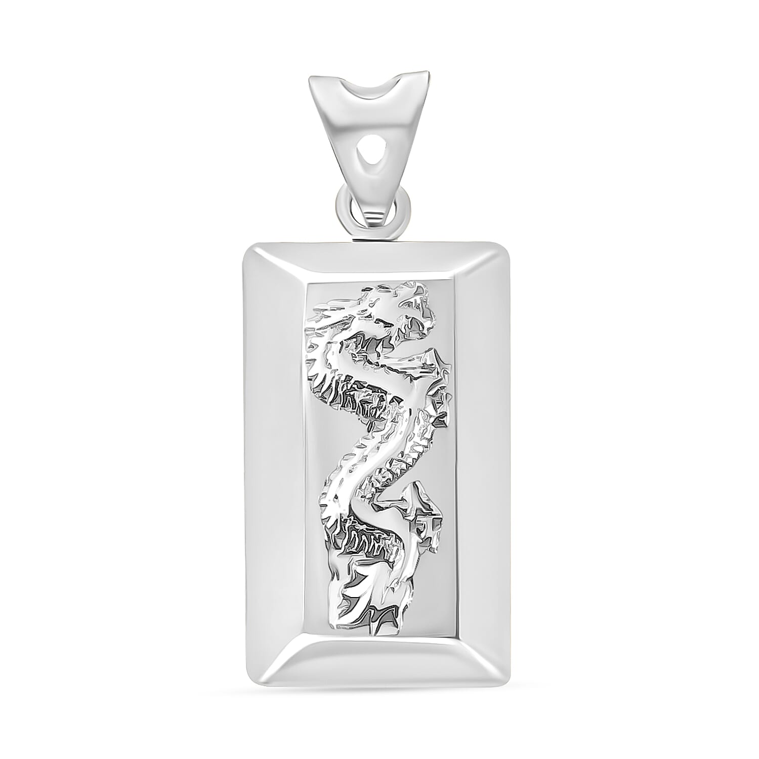 10K White Gold Dragon Bar Pendant Necklace (20 Inches) (1.80 g)