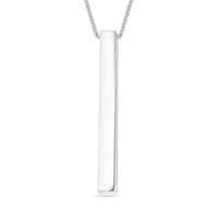Bar Pendant Necklace in Rhodium Over Sterling Silver 11 Grams 20 Inches