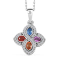 Premium Multi Sapphire and White Zircon 1.60 ctw Whispers of Spring Pendant Necklace in Rhodium Over Sterling Silver 20 Inches - Sticky add to cart bar
